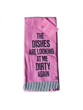 Juicy Couture Kitchen Towels "Dirty Again" Quote Pink Coquette Y2K Set Of 2 NWT